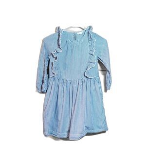 Girls Crewcuts size 8 Navy stripe ruffle dress Preppy Nautical